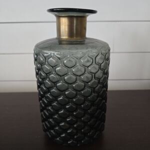 Elegant Gray and Gold Textured Vase